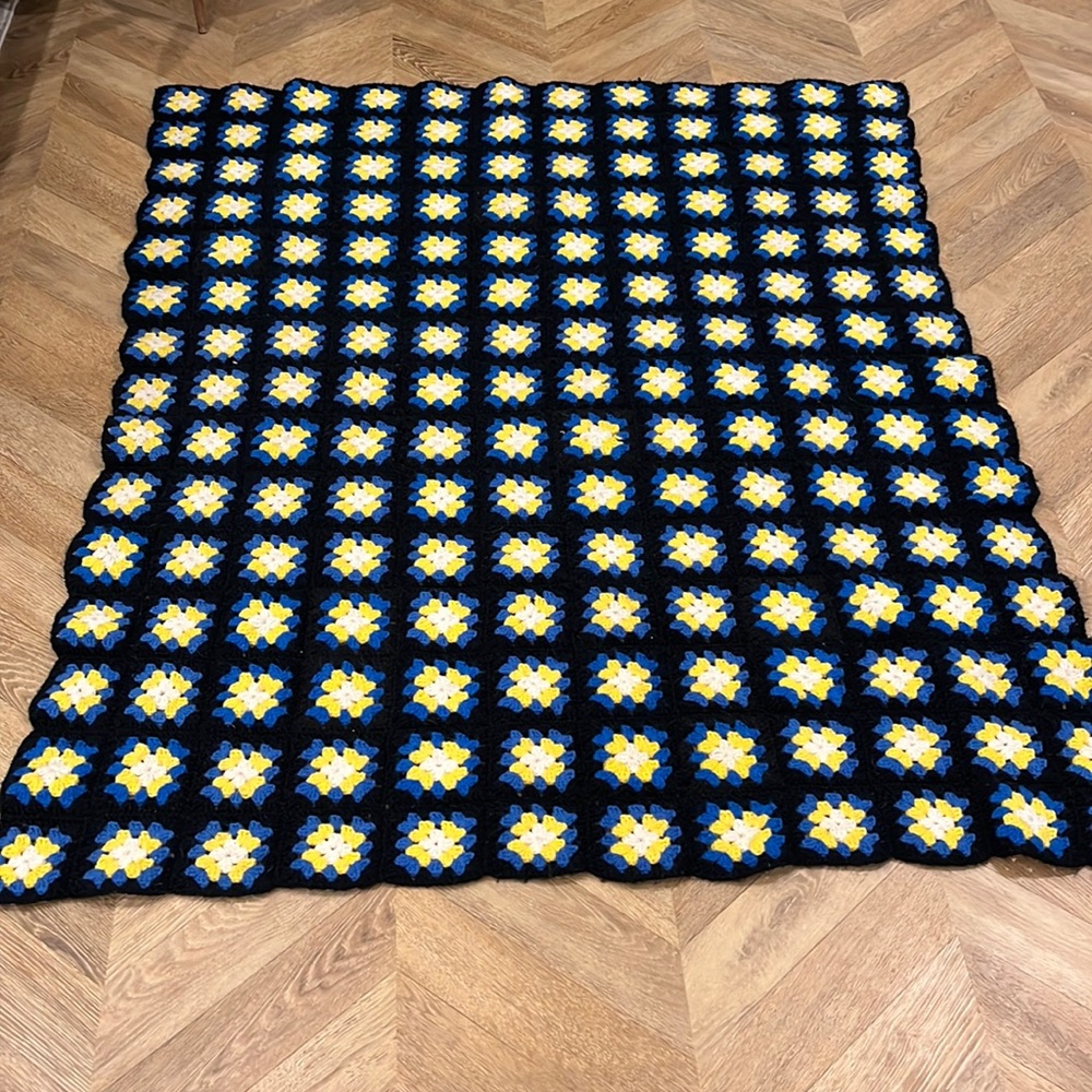 Handmade crochet granny square blanket